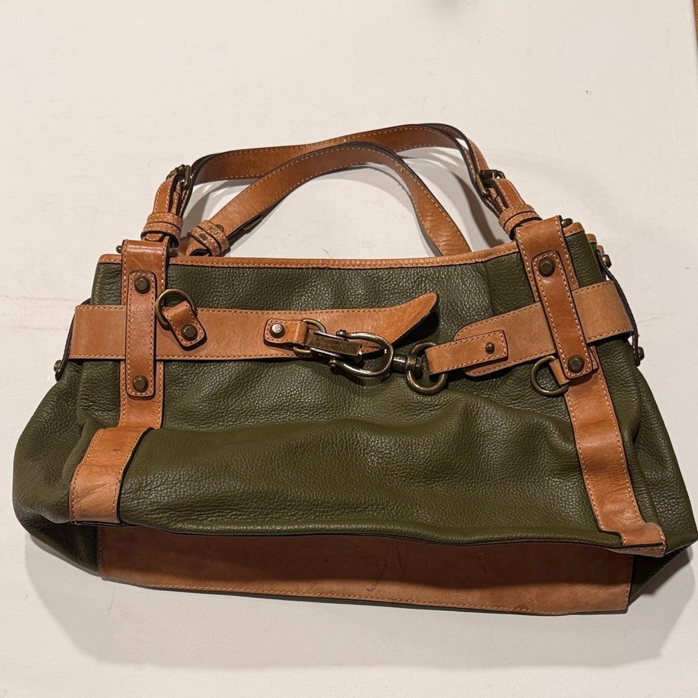 Talbots Green and Tan Shoulder Bag